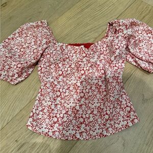 Floral Puff Sleeve Top abercrombie & fitch XXS
